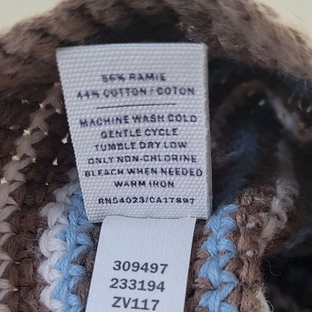 Old Navy Blue Brown Stripe Knit Beanie